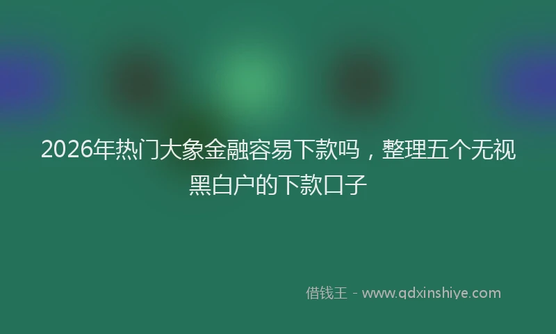 2026年热门大象金融容易下款吗，整理五个无视黑白户的下款口子