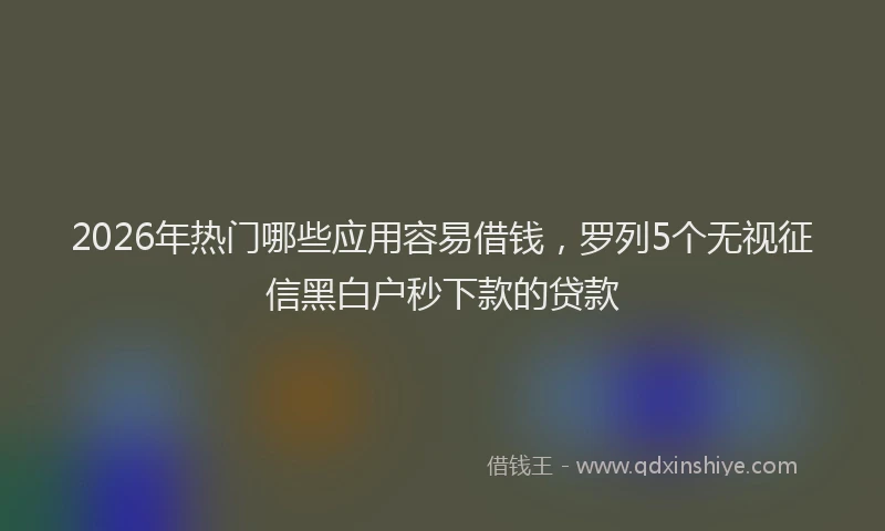 2026年热门哪些应用容易借钱，罗列5个无视征信黑白户秒下款的贷款