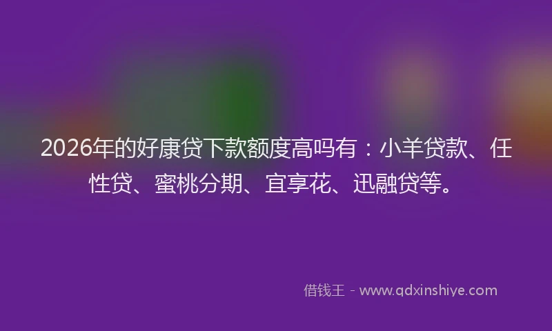 2026年的好康贷下款额度高吗有：小羊贷款、任性贷、蜜桃分期、宜享花、迅融贷等。