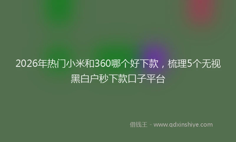 2026年热门小米和360哪个好下款，梳理5个无视黑白户秒下款口子平台