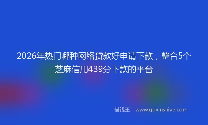 2026年热门哪种网络贷款好申请下款，整合5个芝麻信用439分下款的平台
