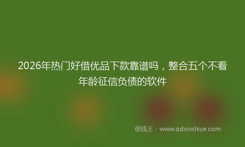 2026年热门好借优品下款靠谱吗，整合五个不看年龄征信负债的软件
