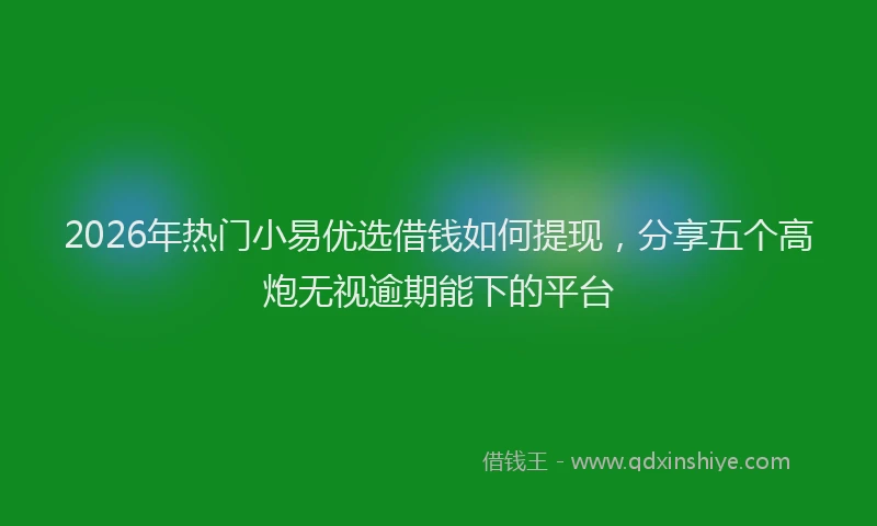 2026年热门小易优选借钱如何提现，分享五个高炮无视逾期能下的平台
