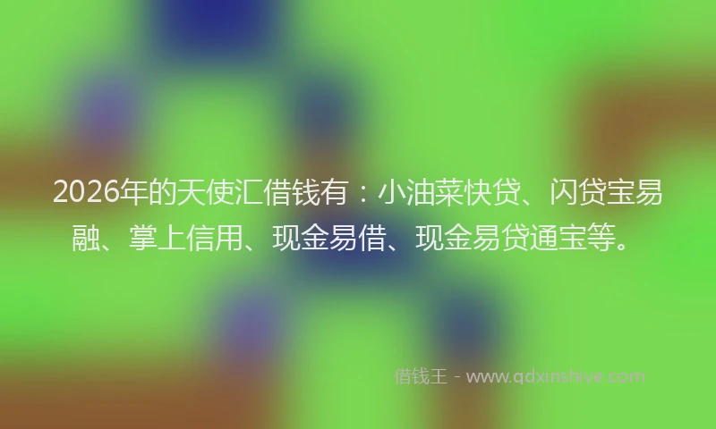 2026年的天使汇借钱有：小油菜快贷、闪贷宝易融、掌上信用、现金易借、现金易贷通宝等。