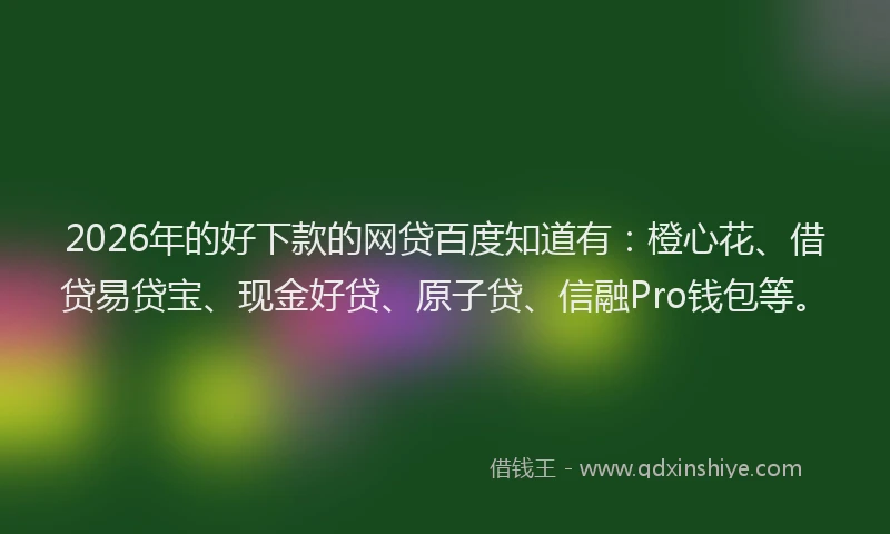 2026年的好下款的网贷百度知道有：橙心花、借贷易贷宝、现金好贷、原子贷、信融Pro钱包等。