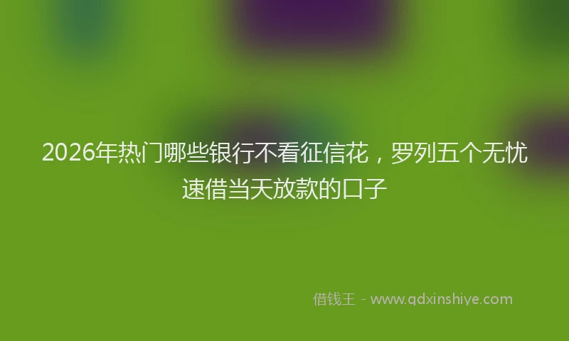 2026年热门哪些银行不看征信花，罗列五个无忧速借当天放款的口子