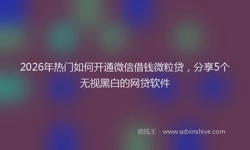2026年热门如何开通微信借钱微粒贷，分享5个无视黑白的网贷软件