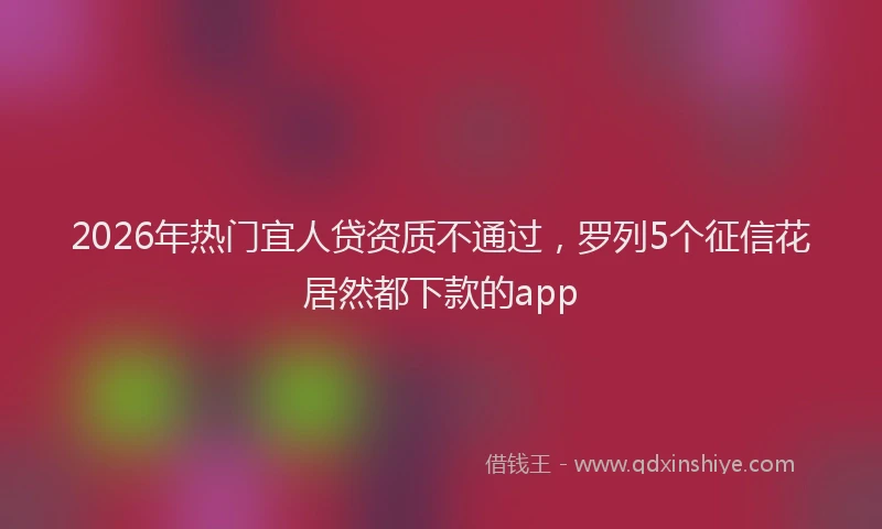 2026年热门宜人贷资质不通过，罗列5个征信花居然都下款的app