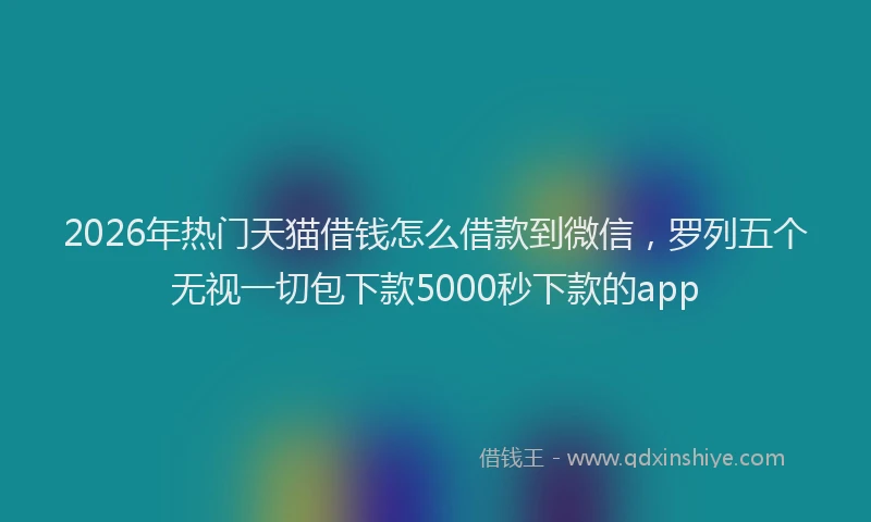 2026年热门天猫借钱怎么借款到微信，罗列五个无视一切包下款5000秒下款的app