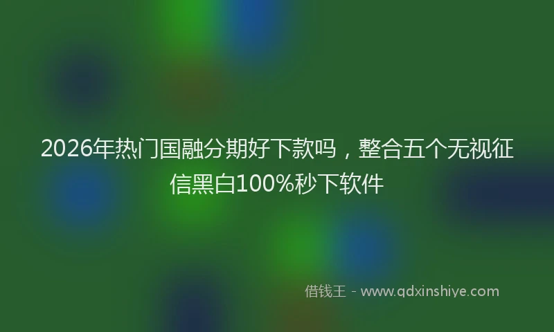 2026年热门国融分期好下款吗，整合五个无视征信黑白100%秒下软件