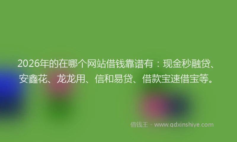 2026年的在哪个网站借钱靠谱有：现金秒融贷、安鑫花、龙龙用、信和易贷、借款宝速借宝等。