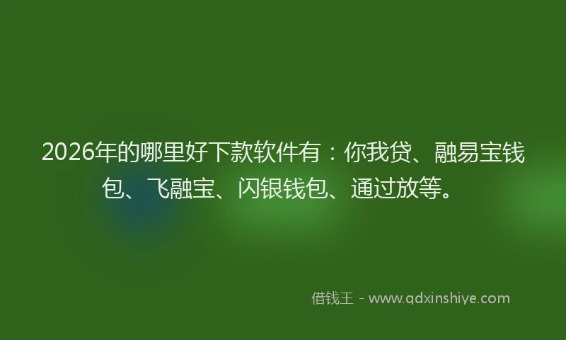 2026年的哪里好下款软件有：你我贷、融易宝钱包、飞融宝、闪银钱包、通过放等。