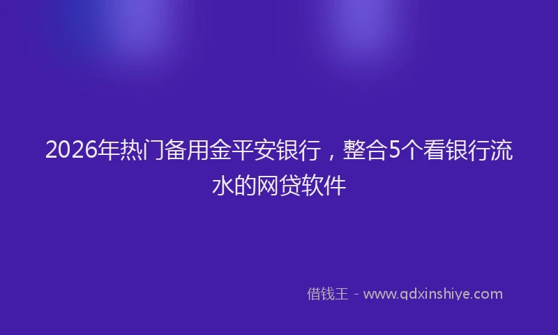 2026年热门备用金平安银行，整合5个看银行流水的网贷软件