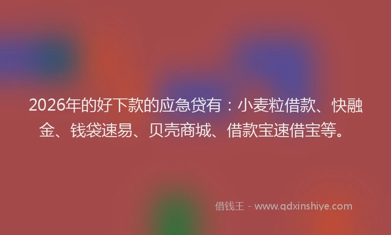 2026年的好下款的应急贷有：小麦粒借款、快融金、钱袋速易、贝壳商城、借款宝速借宝等。