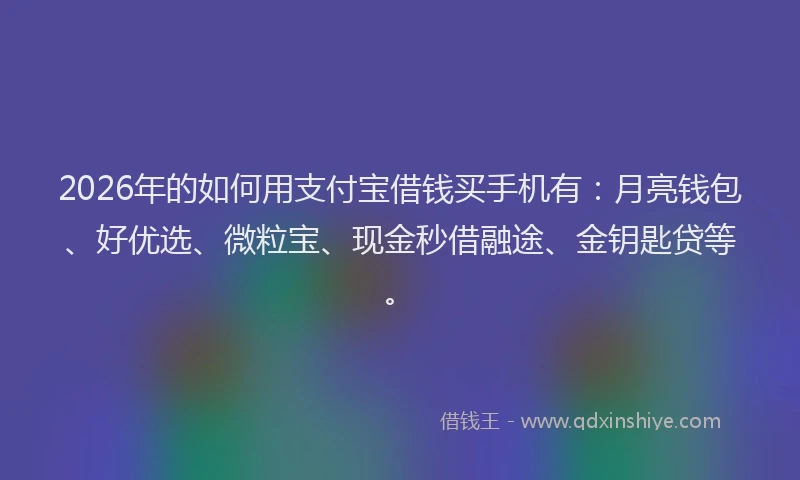 2026年的如何用支付宝借钱买手机有：月亮钱包、好优选、微粒宝、现金秒借融途、金钥匙贷等。