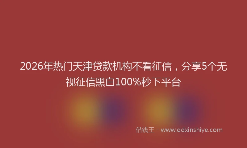 2026年热门天津贷款机构不看征信，分享5个无视征信黑白100%秒下平台