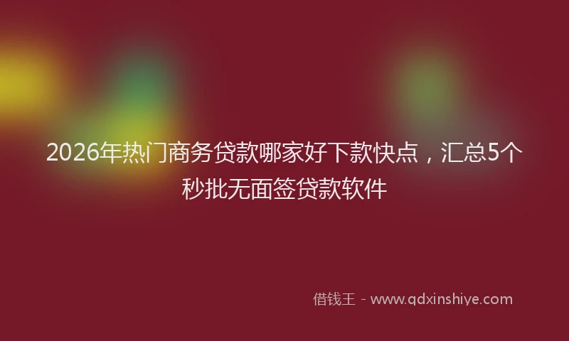 2026年热门商务贷款哪家好下款快点，汇总5个秒批无面签贷款软件