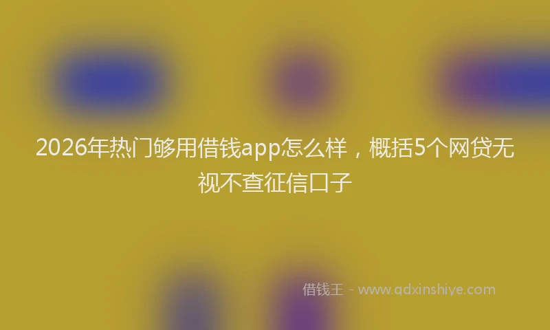 2026年热门够用借钱app怎么样，概括5个网贷无视不查征信口子