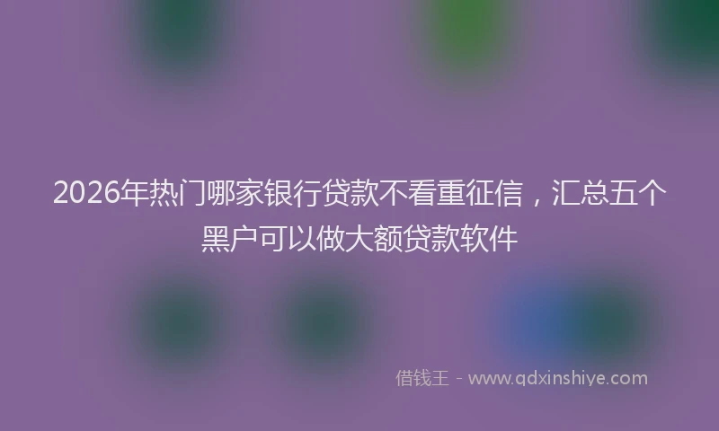 2026年热门哪家银行贷款不看重征信，汇总五个黑户可以做大额贷款软件