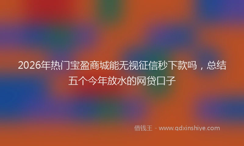 2026年热门宝盈商城能无视征信秒下款吗，总结五个今年放水的网贷口子