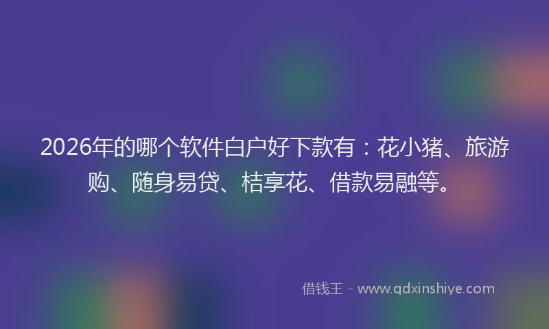 2026年的哪个软件白户好下款有：花小猪、旅游购、随身易贷、桔享花、借款易融等。