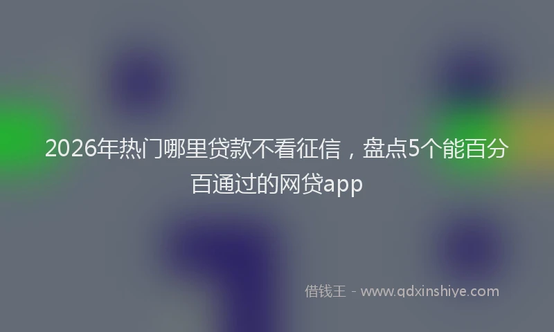 2026年热门哪里贷款不看征信，盘点5个能百分百通过的网贷app