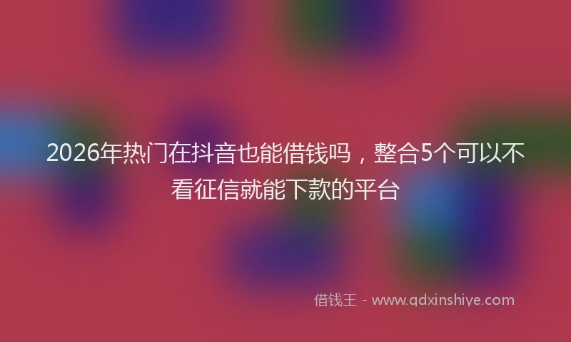 2026年热门在抖音也能借钱吗，整合5个可以不看征信就能下款的平台