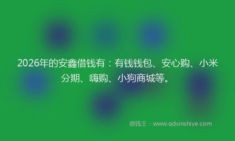 2026年的安鑫借钱有：有钱钱包、安心购、小米分期、嗨购、小狗商城等。