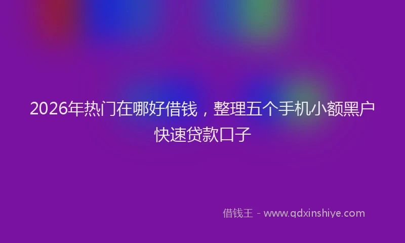 2026年热门在哪好借钱，整理五个手机小额黑户快速贷款口子