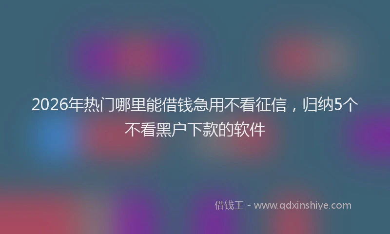 2026年热门哪里能借钱急用不看征信，归纳5个不看黑户下款的软件