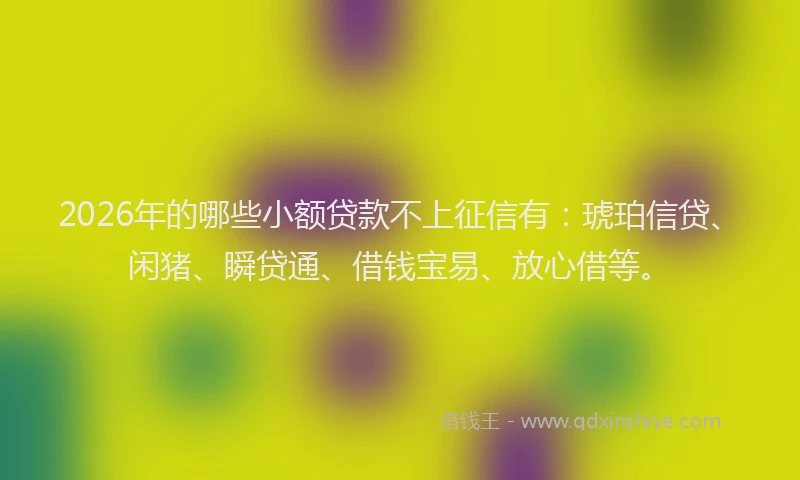 2026年的哪些小额贷款不上征信有：琥珀信贷、闲猪、瞬贷通、借钱宝易、放心借等。