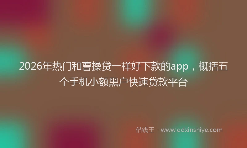 2026年热门和曹操贷一样好下款的app，概括五个手机小额黑户快速贷款平台