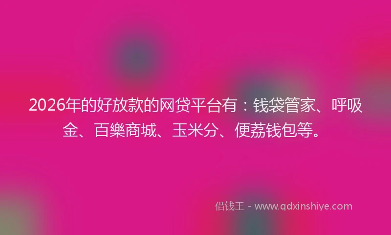 2026年的好放款的网贷平台有：钱袋管家、呼吸金、百樂商城、玉米分、便荔钱包等。