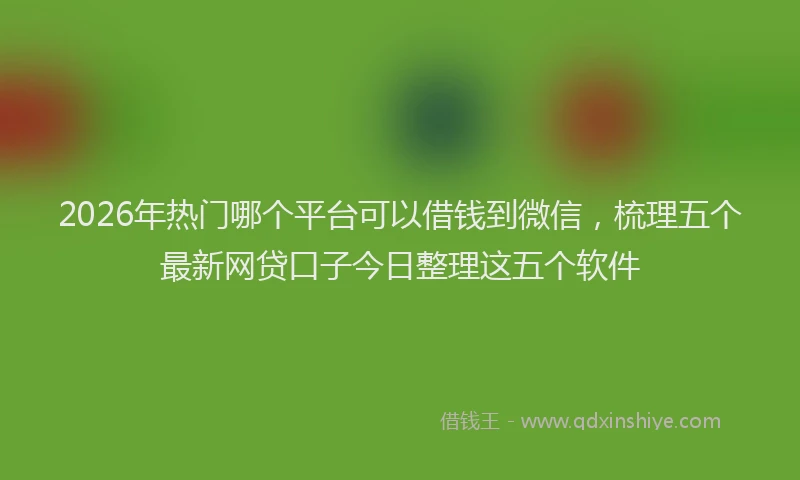 2026年热门哪个平台可以借钱到微信，梳理五个最新网贷口子今日整理这五个软件