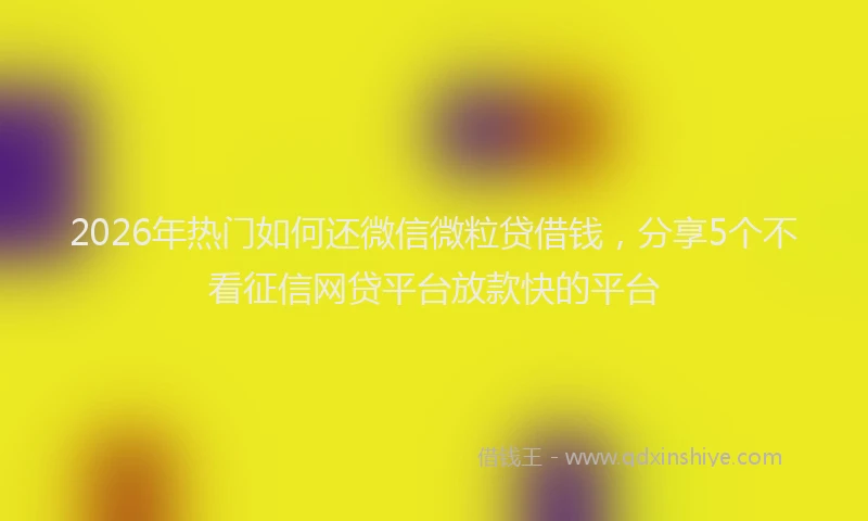 2026年热门如何还微信微粒贷借钱，分享5个不看征信网贷平台放款快的平台