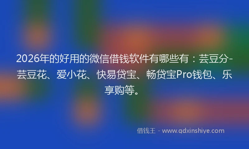 2026年的好用的微信借钱软件有哪些有：芸豆分-芸豆花、爱小花、快易贷宝、畅贷宝Pro钱包、乐享购等。