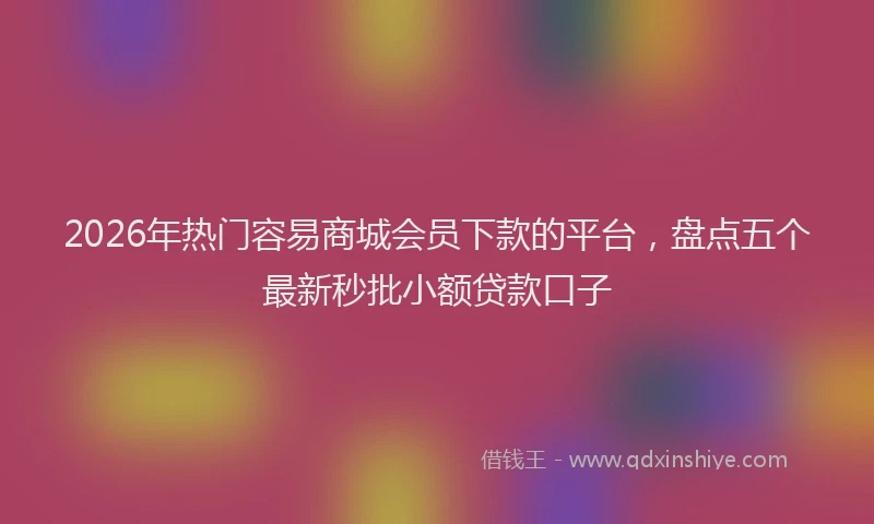 2026年热门容易商城会员下款的平台，盘点五个最新秒批小额贷款口子