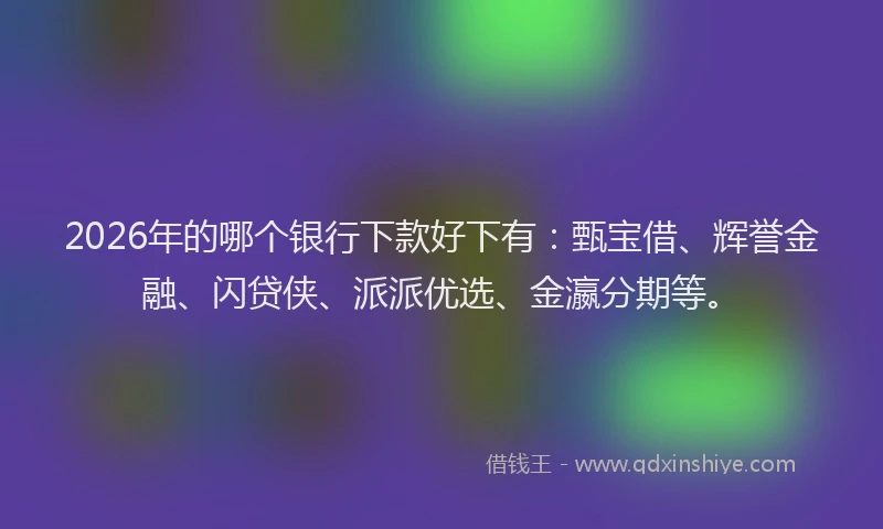2026年的哪个银行下款好下有：甄宝借、辉誉金融、闪贷侠、派派优选、金瀛分期等。