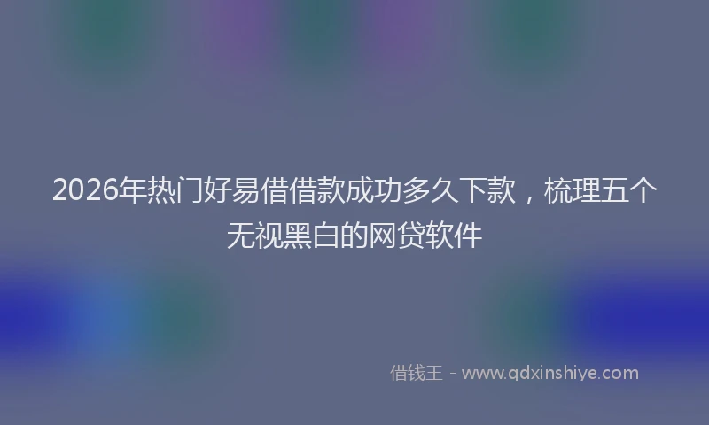 2026年热门好易借借款成功多久下款，梳理五个无视黑白的网贷软件
