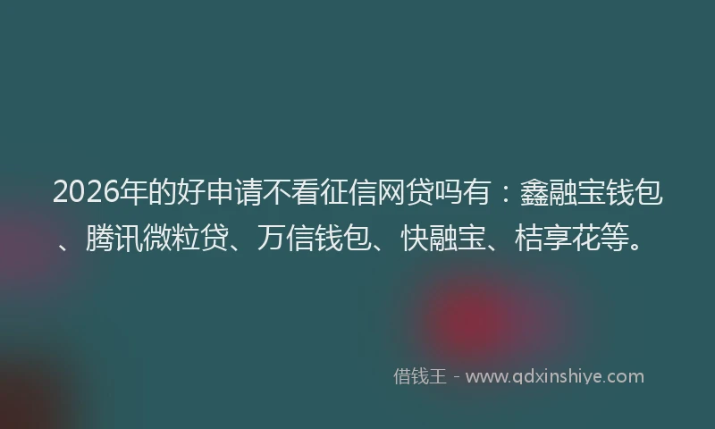 2026年的好申请不看征信网贷吗有：鑫融宝钱包、腾讯微粒贷、万信钱包、快融宝、桔享花等。