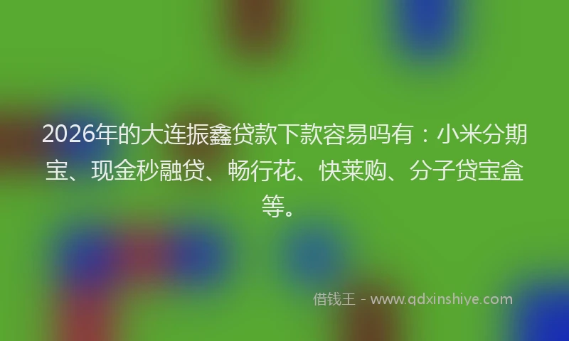 2026年的大连振鑫贷款下款容易吗有：小米分期宝、现金秒融贷、畅行花、快莱购、分子贷宝盒等。