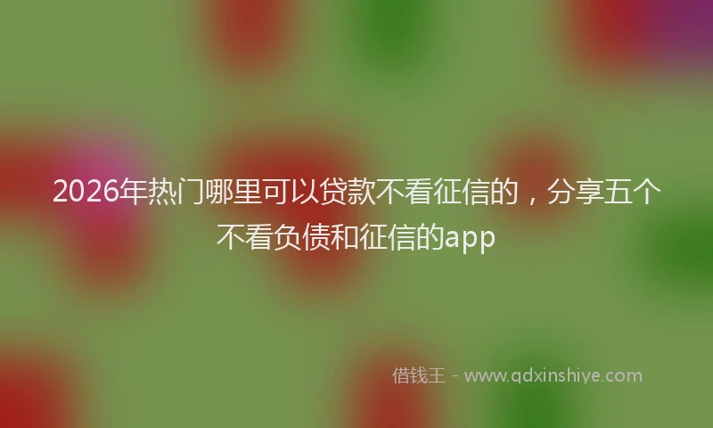2026年热门哪里可以贷款不看征信的，分享五个不看负债和征信的app