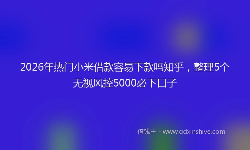 2026年热门小米借款容易下款吗知乎，整理5个无视风控5000必下口子