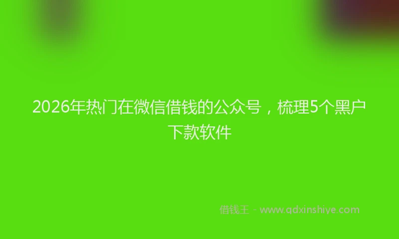 2026年热门在微信借钱的公众号，梳理5个黑户下款软件
