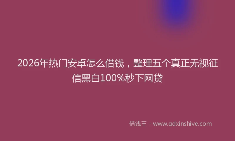 2026年热门安卓怎么借钱，整理五个真正无视征信黑白100%秒下网贷
