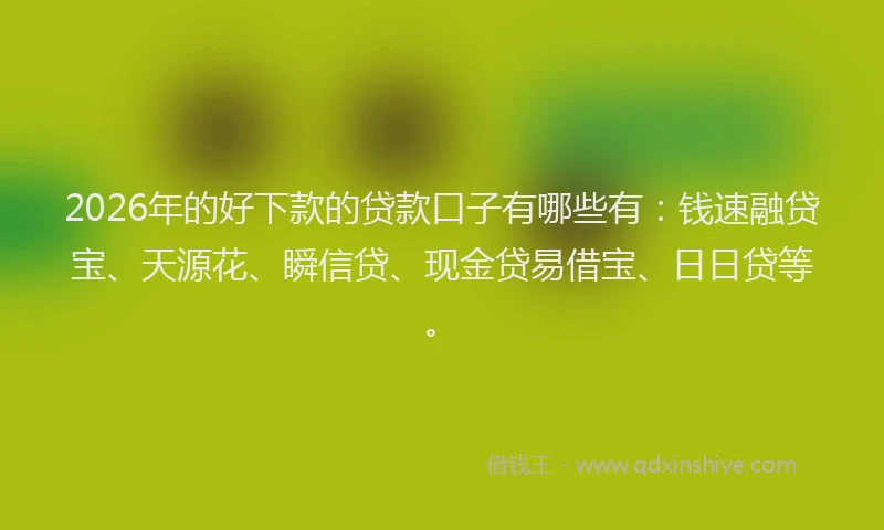 2026年的好下款的贷款口子有哪些有：钱速融贷宝、天源花、瞬信贷、现金贷易借宝、日日贷等。