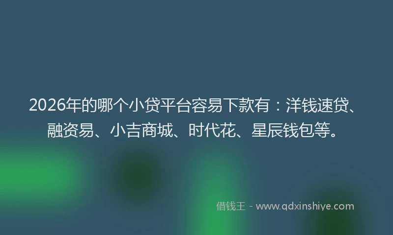 2026年的哪个小贷平台容易下款有：洋钱速贷、融资易、小吉商城、时代花、星辰钱包等。