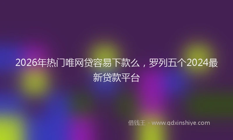 2026年热门唯网贷容易下款么，罗列五个2024最新贷款平台