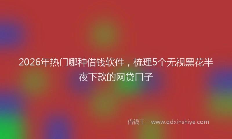 2026年热门哪种借钱软件，梳理5个无视黑花半夜下款的网贷口子
