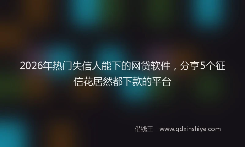 2026年热门失信人能下的网贷软件，分享5个征信花居然都下款的平台